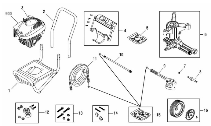 Briggs & Stratton pressure washer model 020440-0 replacement parts, pump breakdown, repair kits, owners manual and upgrade pump.